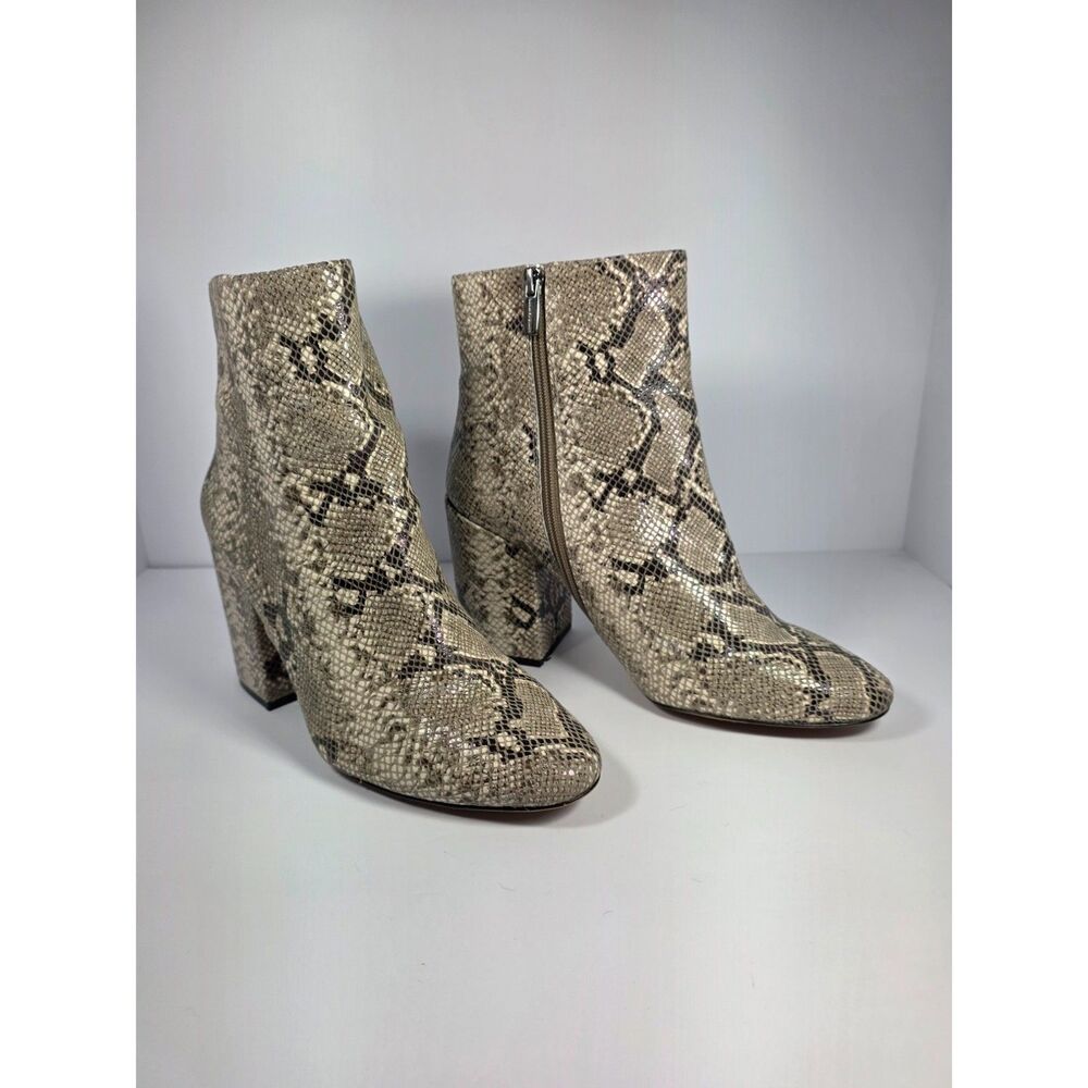 Vince Camuto Destilly Snakeskin Booties Leather Block Heel Womens 10 M Euro 40